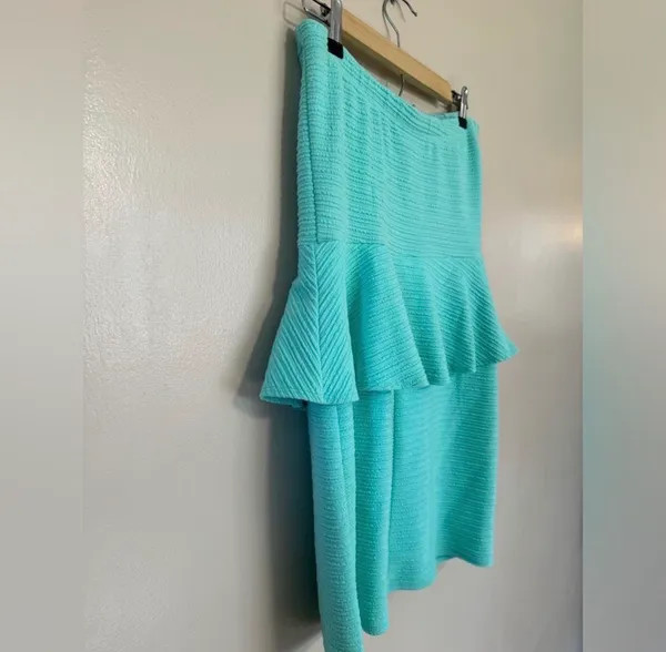 Deb Shops SALE! Mint Green Y2K Strapless Peplum Dress Size L Juniors EUC - Image 6