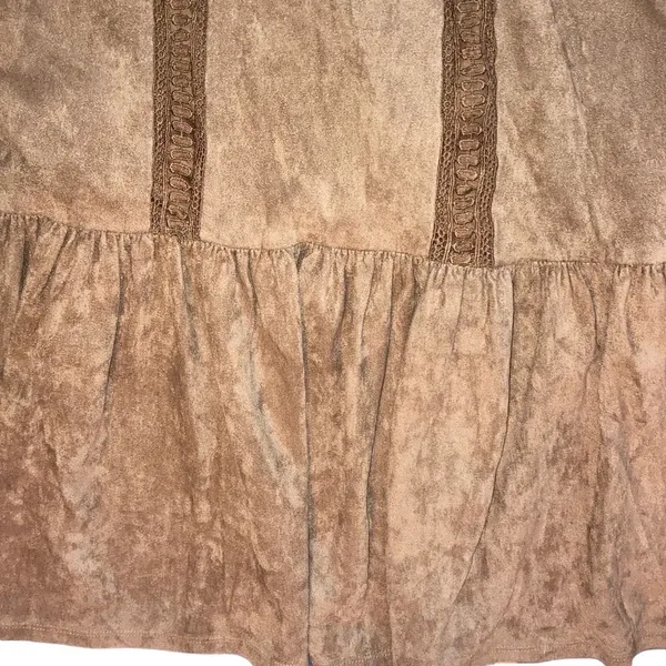 A. Calin Los Angeles Size Small Brown Faux Suede Mini Dress - Image 4