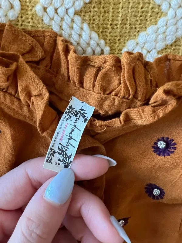 Free People Orange Crop With Embellishments - Image 7