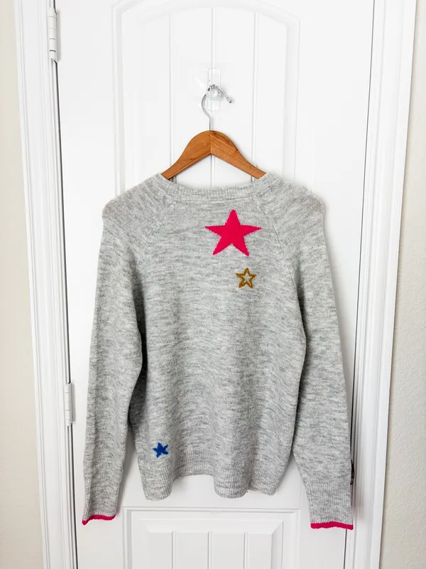 Joules Chantelle Grey Marl Star Sweater Size 8 - Image 4