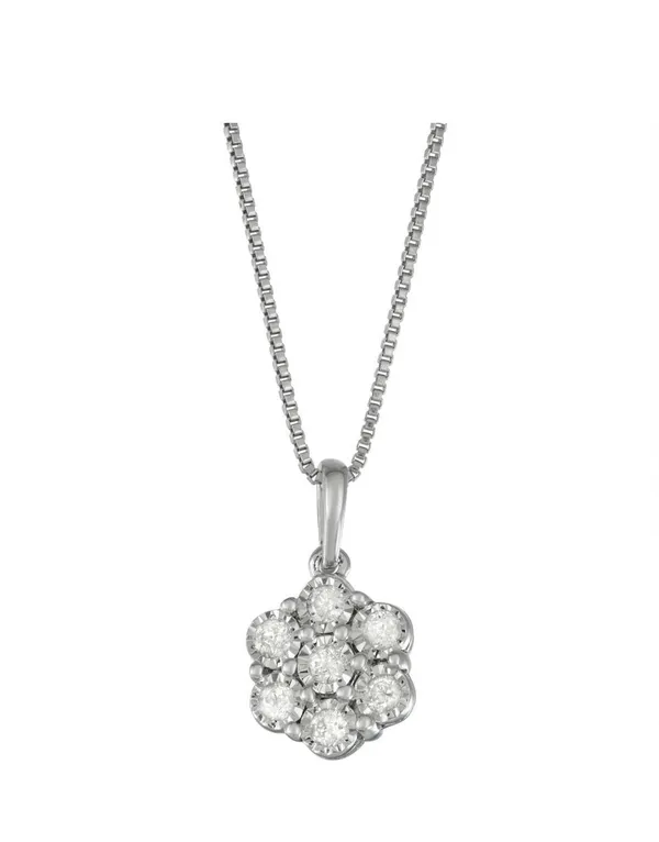 14K White Gold Over Sterling Silver 0.50 CTW Diamond Earrings and Necklace Set - Image 5