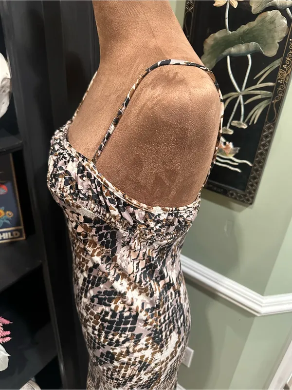Anthropologie Square‑Neck Snakeskin Print Slip Dress – Spaghetti Straps – XS - Image 7