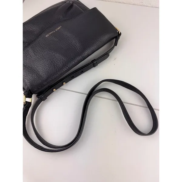 Vince Camuto Black Leather Crossbody Bag Flap Zipper Pocket‎ Adjustable Strap - Image 14