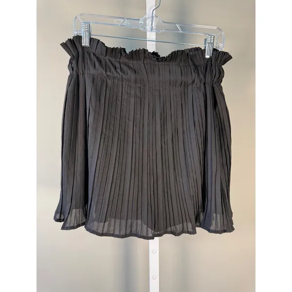 DO+BE Black Pleated Mini Skirt Paperbag Waist Boho Coastal Size‎ M - Image 2