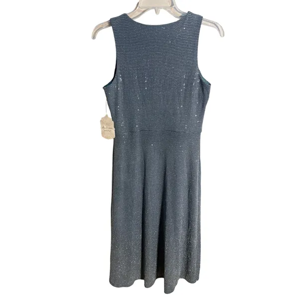 Altar'd State Bluebell Sequin Dress M Blue‎ NEW Faux Wrap Metallic Keyhole - Image 3