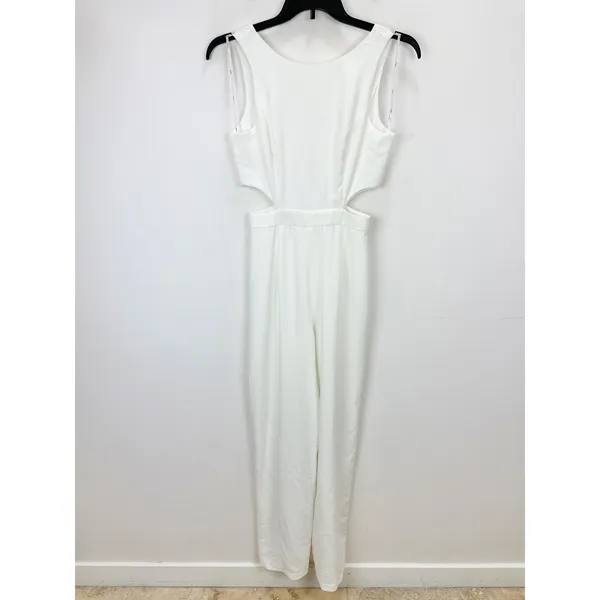 NEW Lulus Moments to Remember White Sleeveless Wide Leg Cutout Jumpsuit Small - Image 8