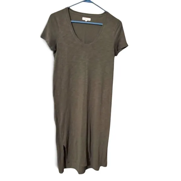 Madewell Olive Green T-Shirt Dress – Size Small – Short Sleeve Midi - Image 3
