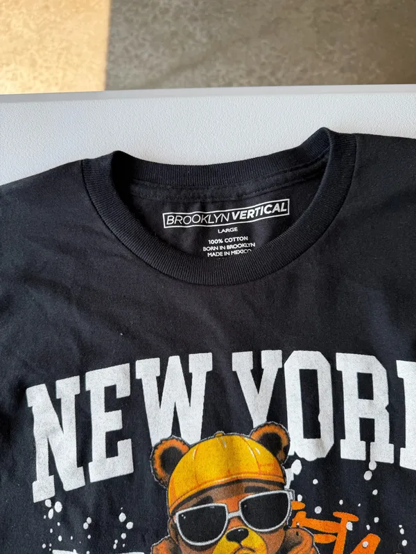 Youth Boys Black New York Bear Graphic T-Shirt – Size L - Image 3