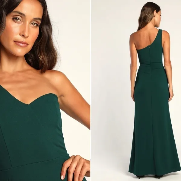 LULU's Sexy Prom Wedding Elegant Bustier One Shoulder Mermaid Trumpet Gown - Image 4