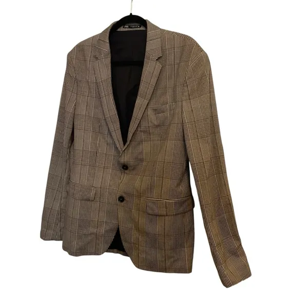 Zara Woman Plaid Comfort Knit Blazer Jacket Size XL (44) Brown Black - Image 3