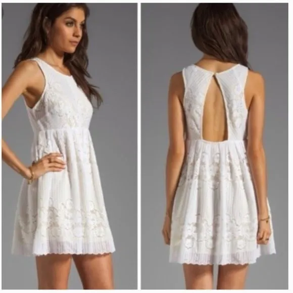 Free People Rocco White & Yellow Lace Dress - Image 2