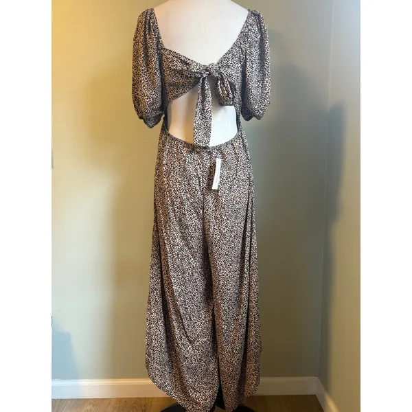 Mi ami Leopard Cutout Back jumpsuit‎ boho animal whimsi Y2K Flowy leopard print - Image 2