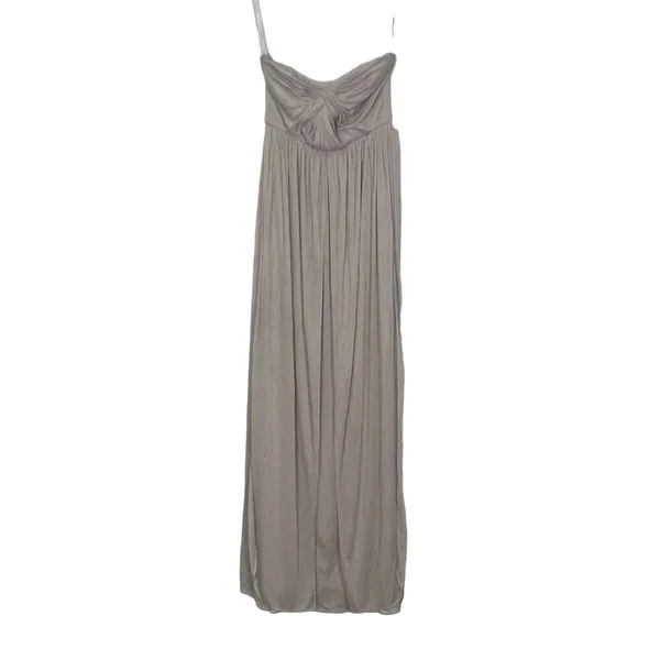 David's Bridal One Shoulder Strap Beige Maxi Dress Size 4 - Image 2