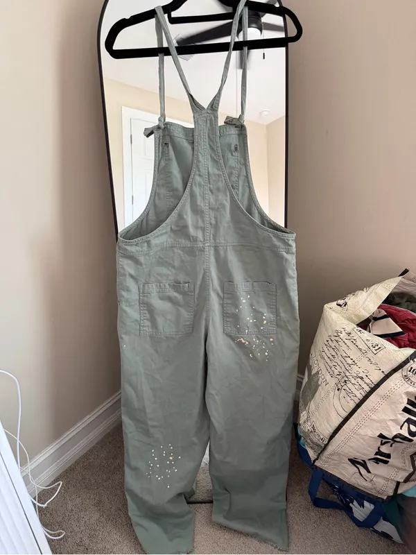 aerie Sage Green Painter-Style Overalls Jumpsuit - Image 5