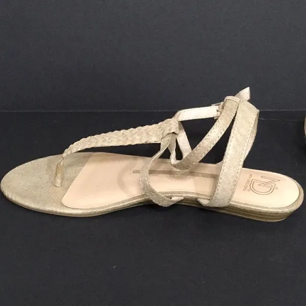 Nude and gold metallic fleck leather sandals Gold Size 8 - Image 2