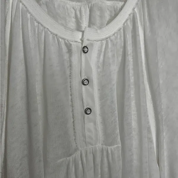 We the free Acadia white semi sheer long sleeve Henley top large - Image 6