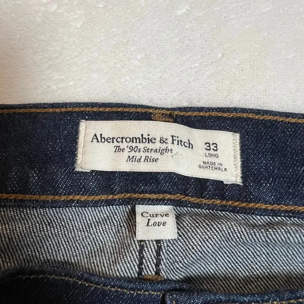 Abercrombie & Fitch Curve Love Mid Rise 90s Straight Jeans Size 33L Casual - Image 4