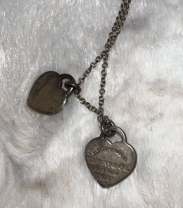 Tiffany & Co Blue Double Mini Heart Necklace - Image 3
