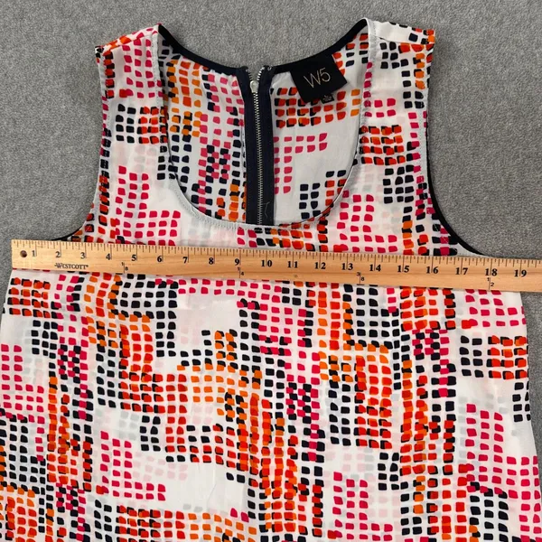 W5 Multicolor Printed Lightweight Blouse Women's Large Sleeveless Orange Red - Image 4
