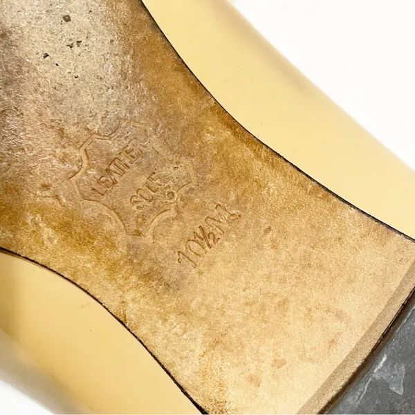 Tory Burch Size 10.5 Raleigh Patent Leather Ballet Flats‎ BEIGE Almond Toe - Image 6
