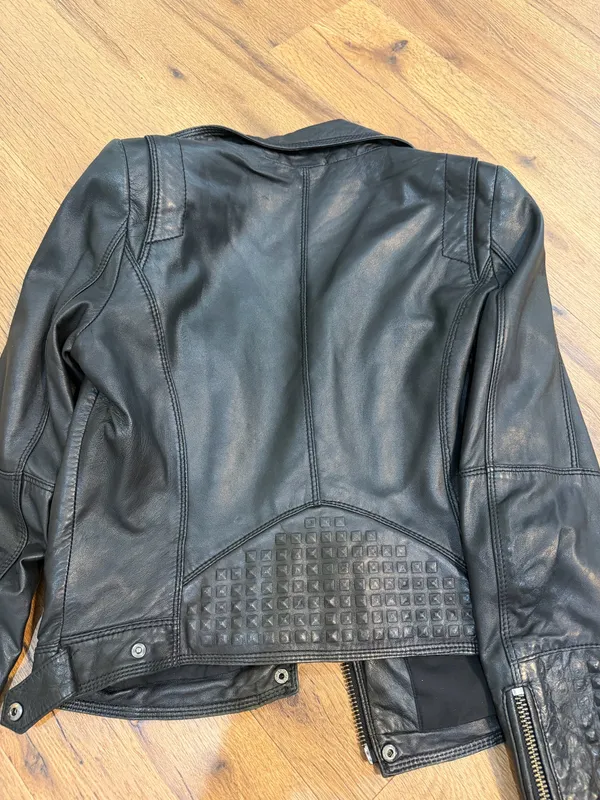 Zara Studded Genuine Leather Jacket Women size M - Image 6