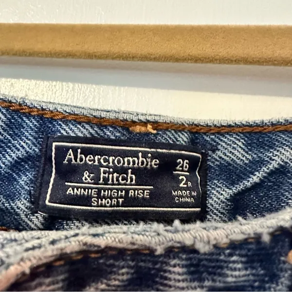Abercrombie & Fitch Annie High Rise Distressed Shorts Womens 26 Jean Denim - Image 2