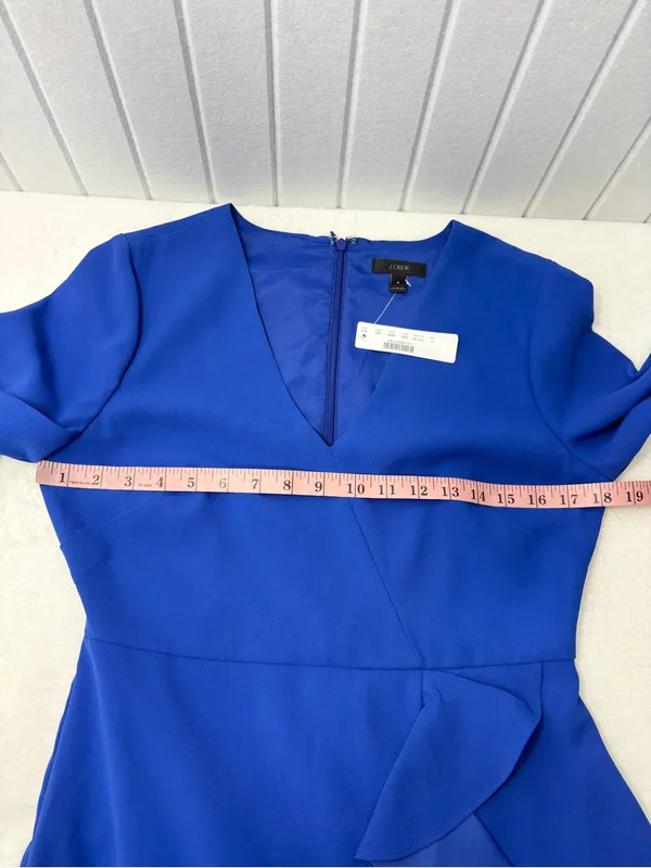 J. Crew Cobalt Royal Blue‎ Long-Sleeve ruffle-front dress Size 6 NEW - Image 8