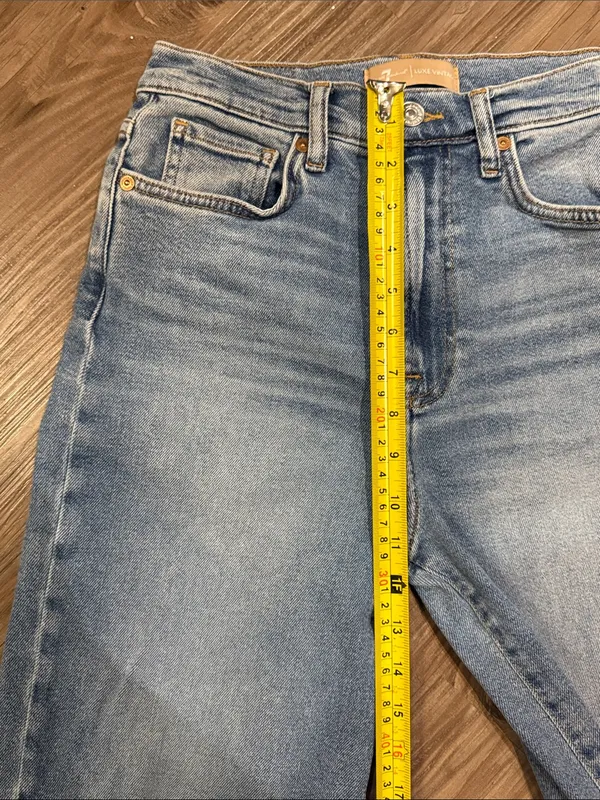 7 For All Mankind Luxe Vintage Cropped Jo Jeans 27 Distressed Wide Leg $228 - Image 6