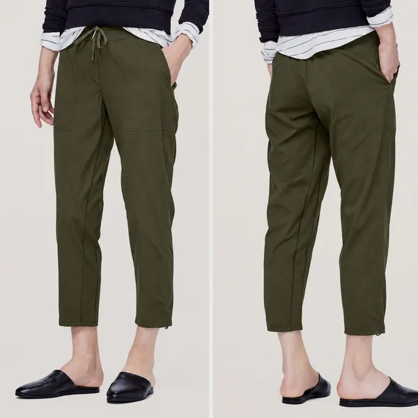 Lululemon Dance Studio Crop II Unlined Pants Dark Olive Women's 10 Drawstring - Image 2