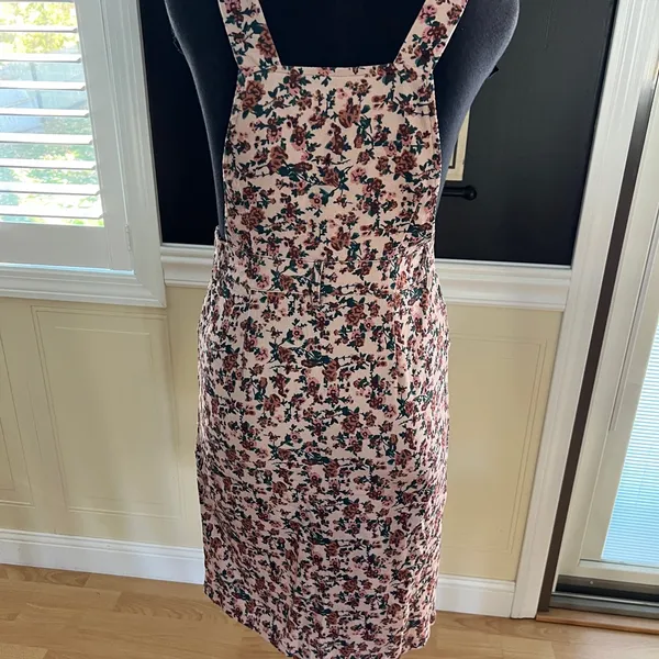 Clearance 50% off Vintage Floral Corduroy Overalls Dress, Small - Image 4