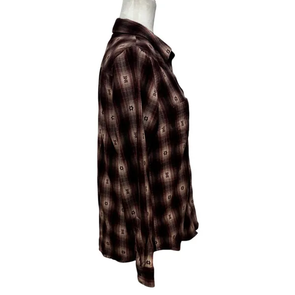 Ariat REAL Western Billie Jean Shirt Plaid Snap Button Cotton Boho Rodeo Small - Image 3