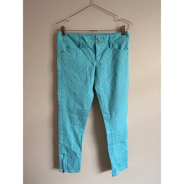 Lilly‎ Pulitzer Skinny Pants Womens 2 Blue Worth Skinny Mini Zip Polka Dot Ankle - Image 2