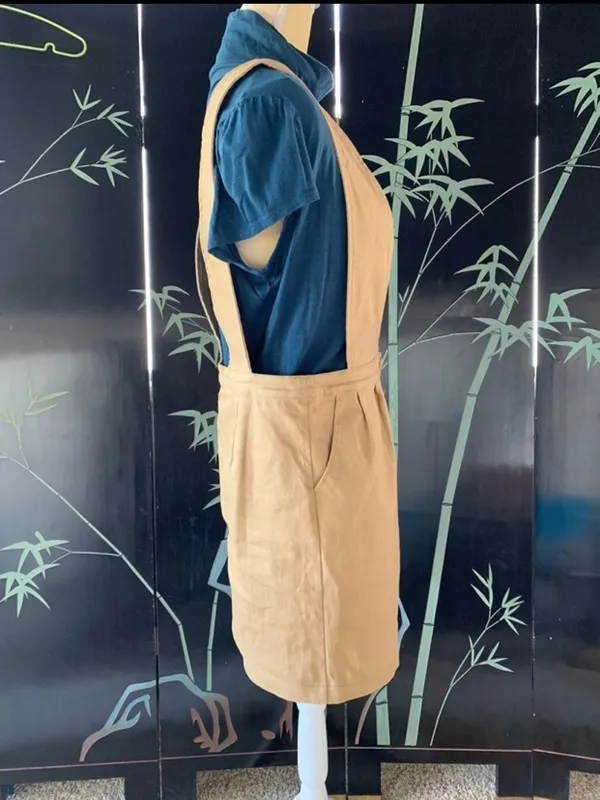 Mod Ref Camel jumper Denim Overalls Skirt Size Large juniors - Image 6