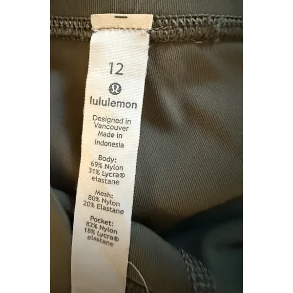 Lululemon Wunder Under Leggings Size 12 Sage Olive Green Sweat Wicking Stretch - Image 7