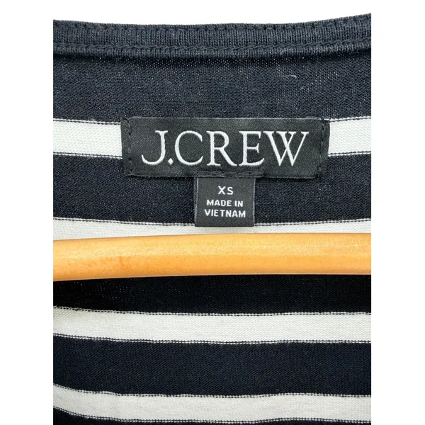 J.Crew XS Black White Striped Sleeveless Cotton A-Line Midi Dress Minimalist - Image 2