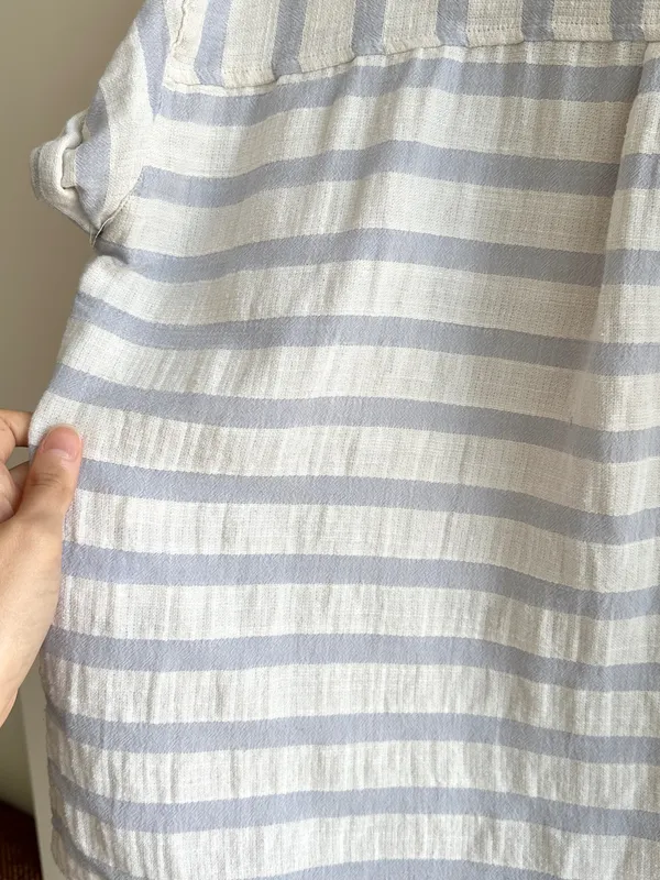 By Together Short Sleeve Button Down Striped Shirt, White/Periwinkle, Size Small - Image 16