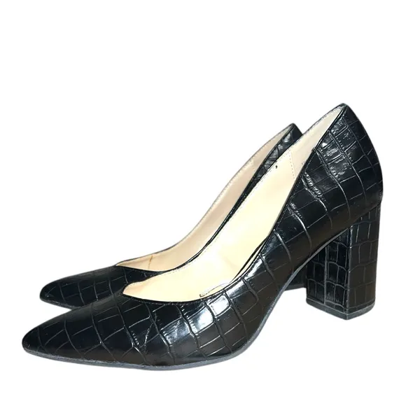 Liz Claiborne Elegant Black Crocodile Pattern chunky Heels! Ntn - Image 4