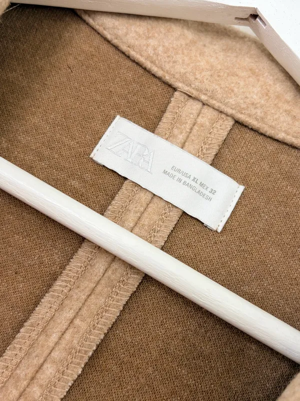 ZARA Women XL Camel Tan Long Coat Minimalist Quiet Luxury Single Button Overcoat - Image 4