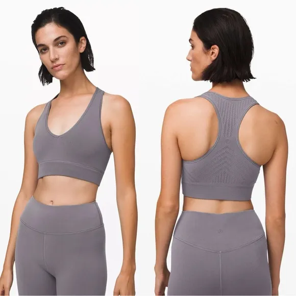 Lululemon Reveal Bra Mesh Stripes Grey - Image 2