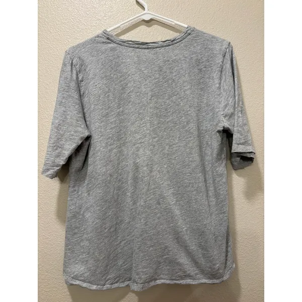 EILEEN FISHER Organic-Cotton Elbow-Sleeve Tee Womens Medium Gray Classic Minimal - Image 3