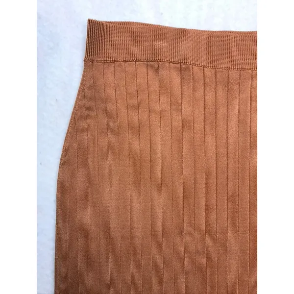 Free People Ribbed‎ Knit Midi Skirt Rust Orange Copper Size Medium Boho Autumn - Image 10