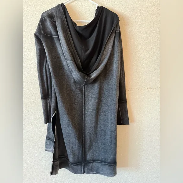 Free People Charcoal Gray V-Neck Long Sleeve Sweatshirt Dress - Image 6