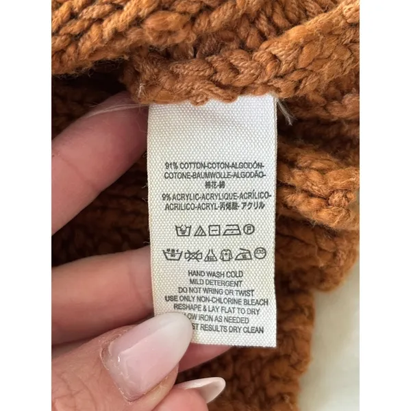 Free People Rust‎ Orange Sweater Vest Cowl Neck Cable Knit Cropped Small - Image 6