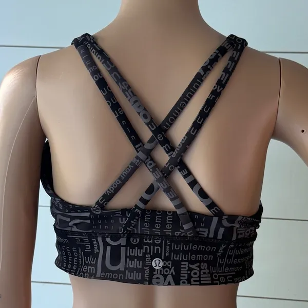 Lululemon Energy High-Neck Longline Bra in Lululemon Ombre Black Multi Sz 12 - Image 4