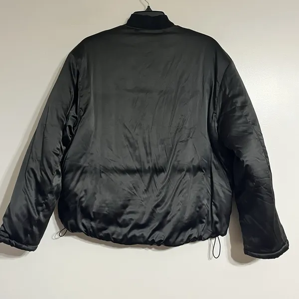 Urban Outfitters Women's Dawn Black Satin Bomber Jacket Full Zip Size Small‎ - Image 9