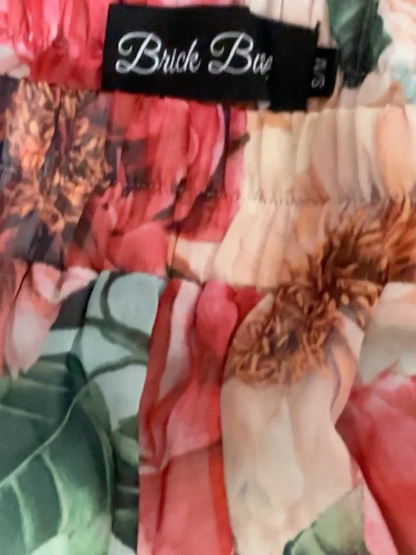 Brick Built S/M Floral Wide Leg Tie Hem Pants Lined Resort Vacation - Image 5