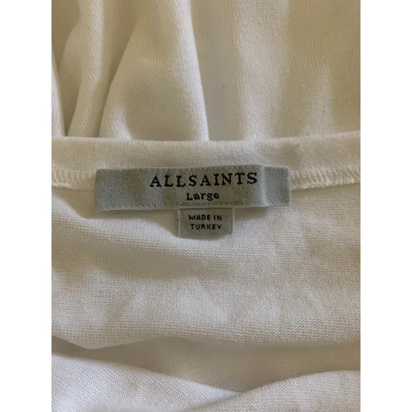 AllSaints White‎ Rita Off Shoulder Long Sleeve Tee Minimalist Oversized Large - Image 3