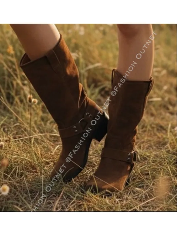 Steve Madden RUSKIN Moto boots Brown Chestnut Suede Leather country Cowgirl 8M - Image 2