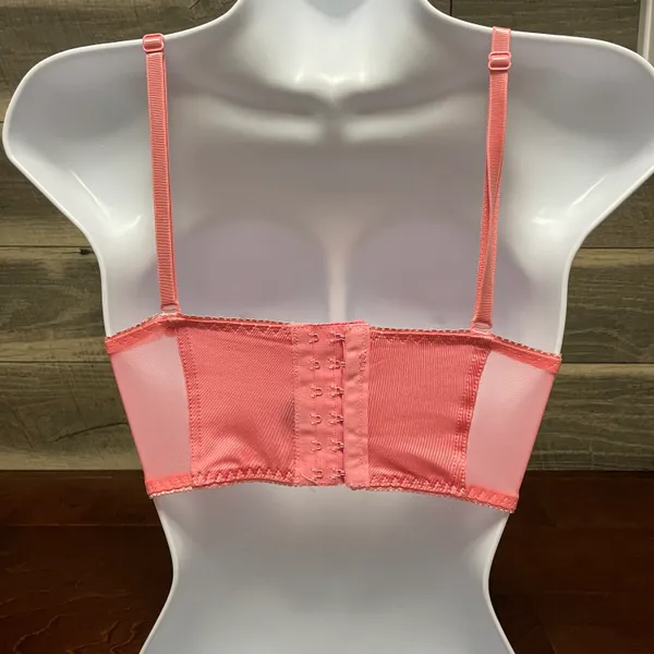Black Fuchsia Peach Colored Lace Bra With 6 Rows Of Claps Size 34B - Image 6