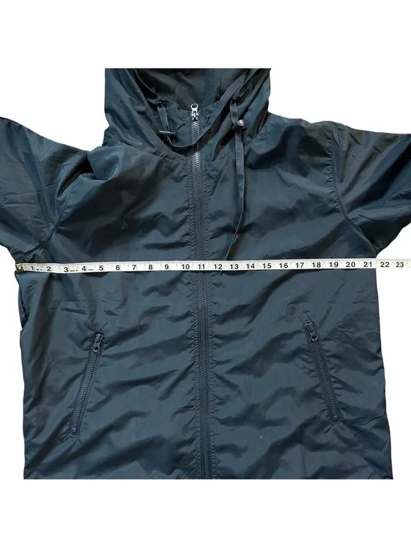 ZYIA Active Rainbow Sleeve Bomber Jacket w/ Thumbholes Blue Size Medium - Image 10